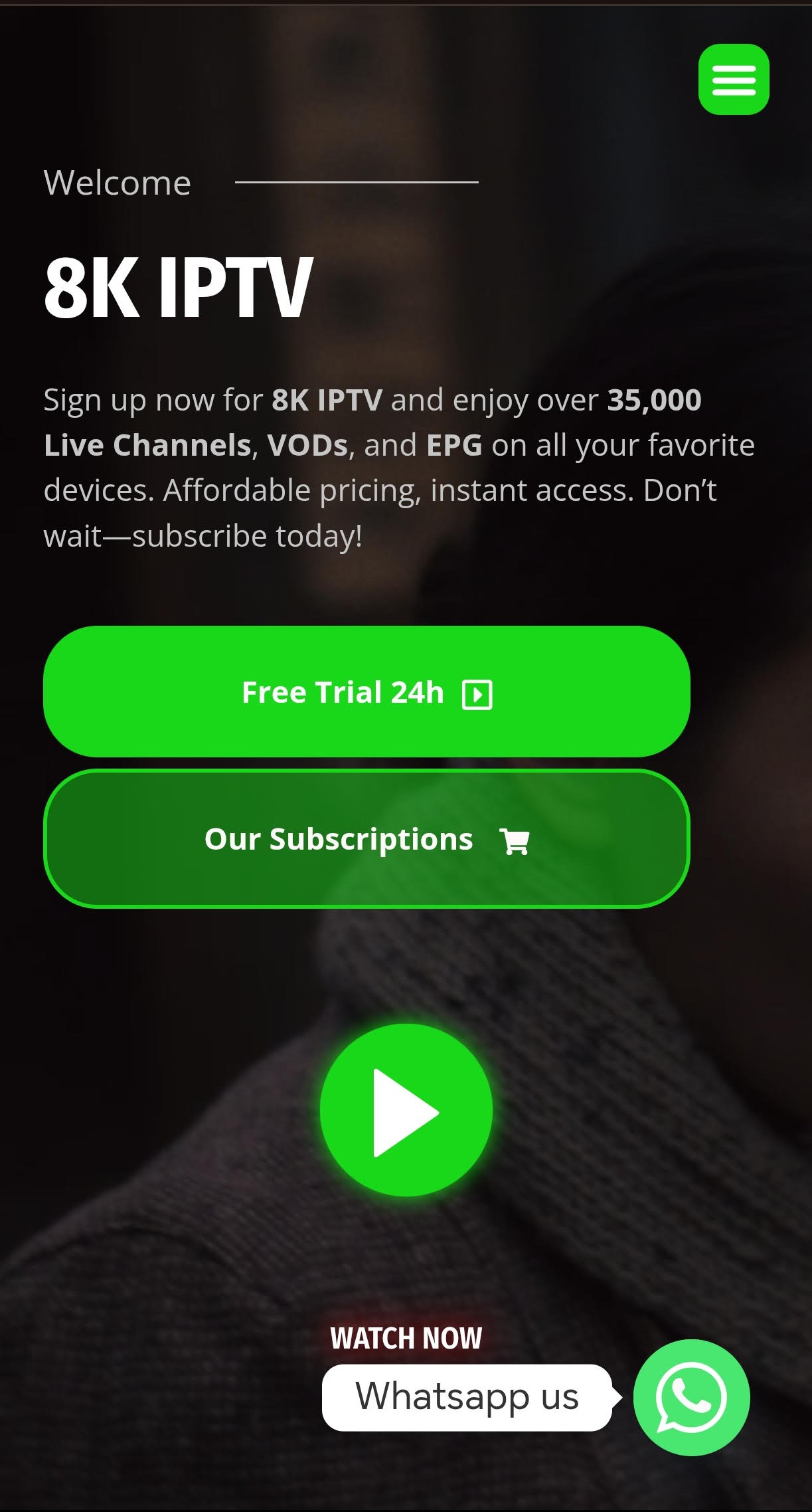 8K IPTV Strong home page